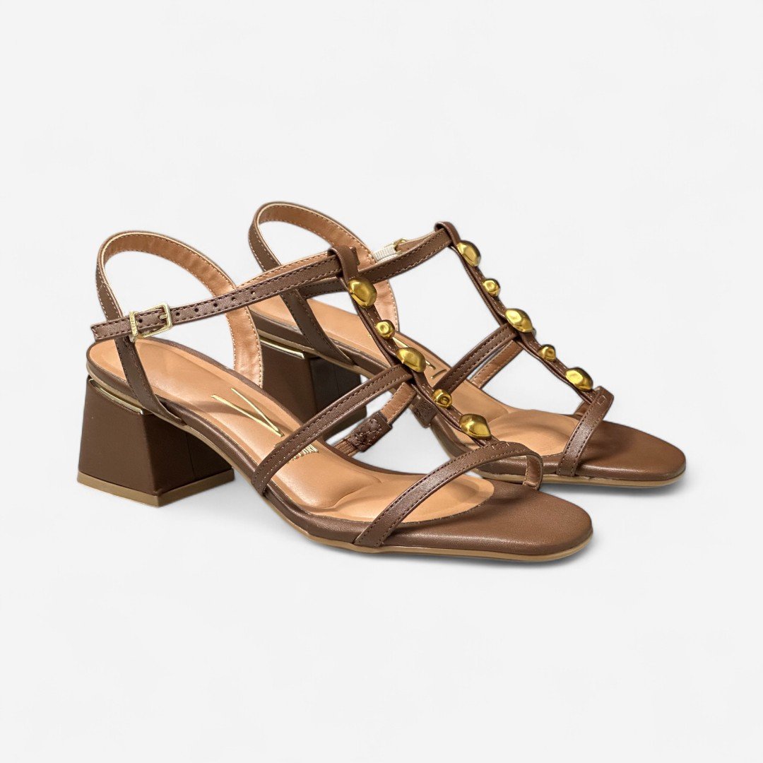 Sandália Vizzano Salto Bloco Boho Chic Marrom Capuccino 3
