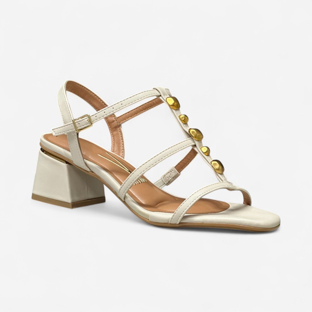 Sandália Vizzano Salto Bloco Boho Chic Off White Branco Off 2