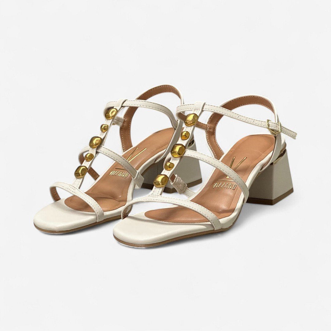 Sandália Vizzano Salto Bloco Boho Chic Off White Branco Off 4