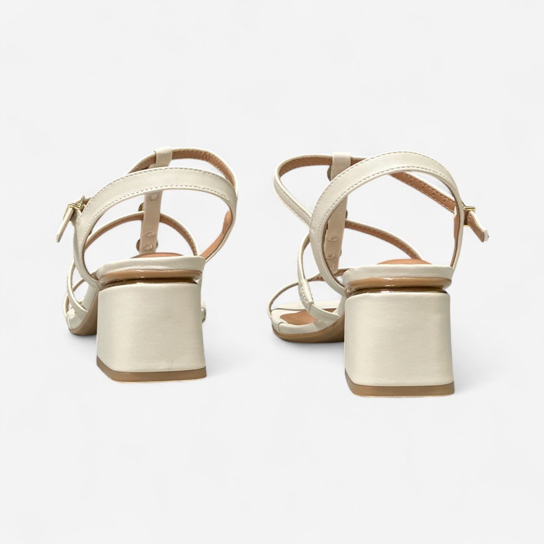 Sandália Vizzano Salto Bloco Boho Chic Off White Branco Off 5