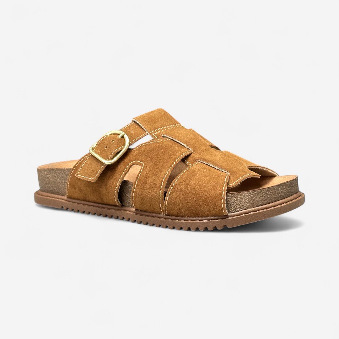 Tamanco Papete Beira Rio Camurça Caramelo Caramelo 2