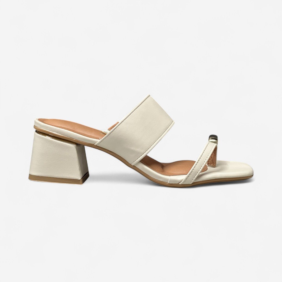 Tamanco Vizzano Salto Bloco De Dedo Off White