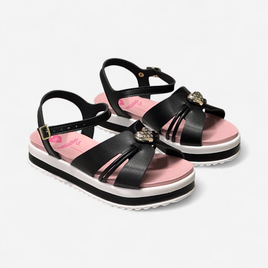 Sandália Flat Molekinha Infantil Preta Preto 3