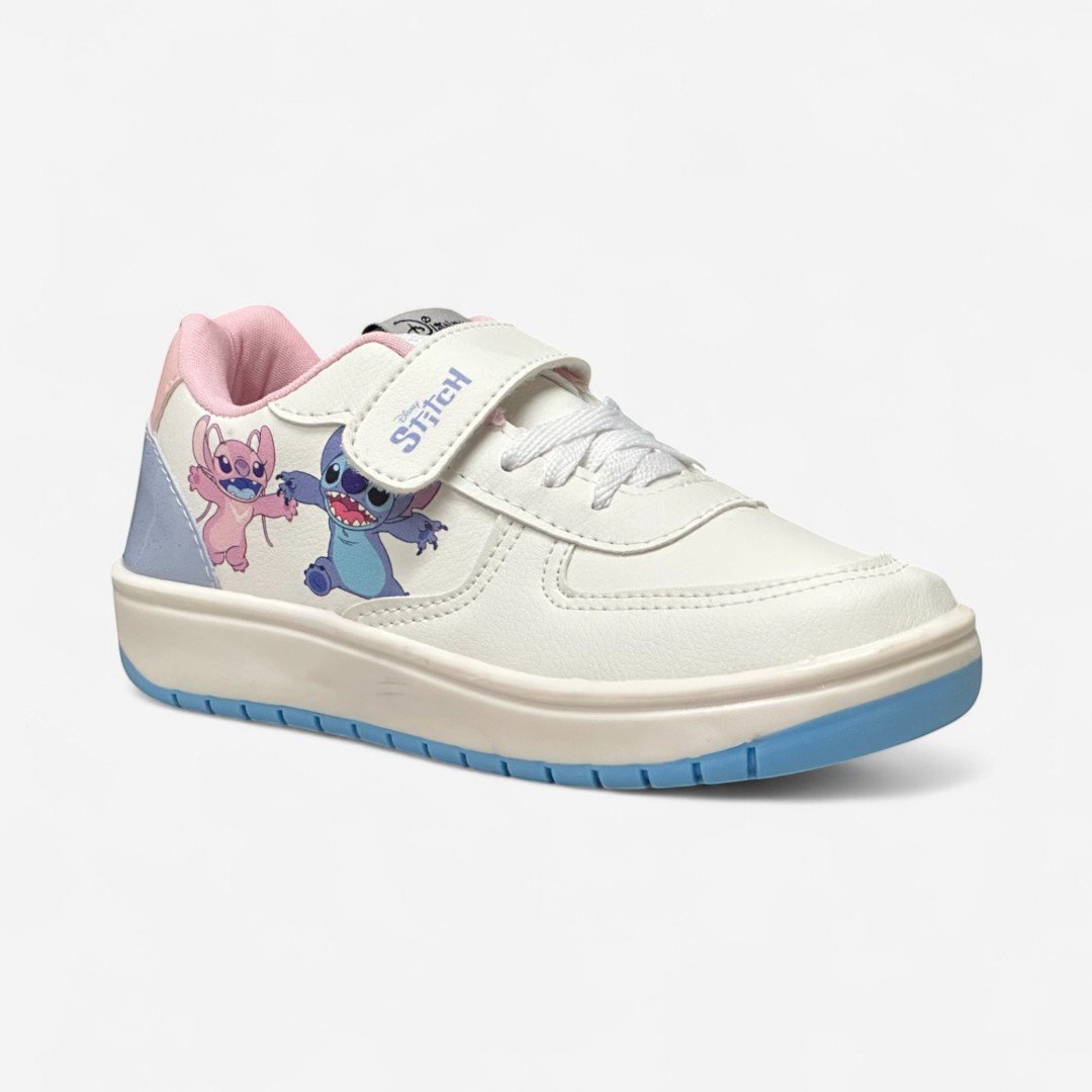 Tênis Disney Stitch Infantil Branco Branco/Rosa Bebê/Azul Bebê 2