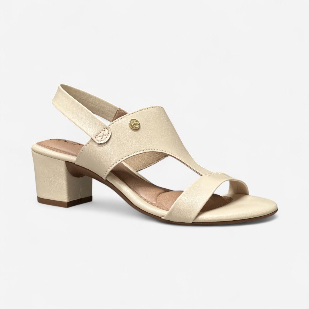 Sandália Beira Rio Salto Baixo Creme Creme 2