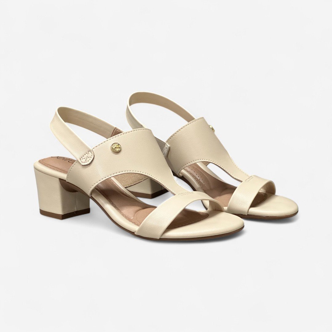 Sandália Beira Rio Salto Baixo Creme Creme 3