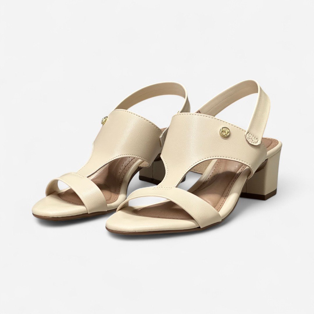 Sandália Beira Rio Salto Baixo Creme Creme 4