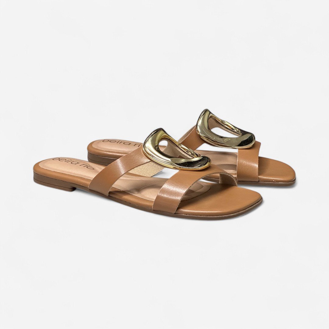 Rasteira Beira Rio Detalhe Orgânico Caramelo Camel 3