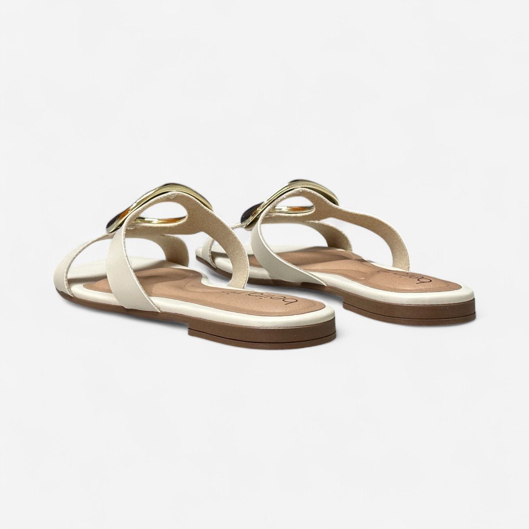 Rasteira Beira Rio Detalhe Orgânico Off White Branco Off 5