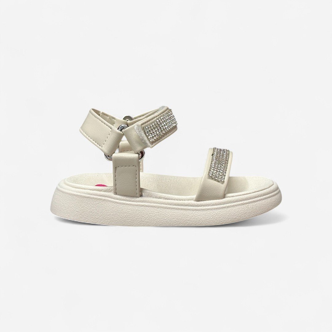 Sandália Papete Molekinha Infantil Com Strass Off White