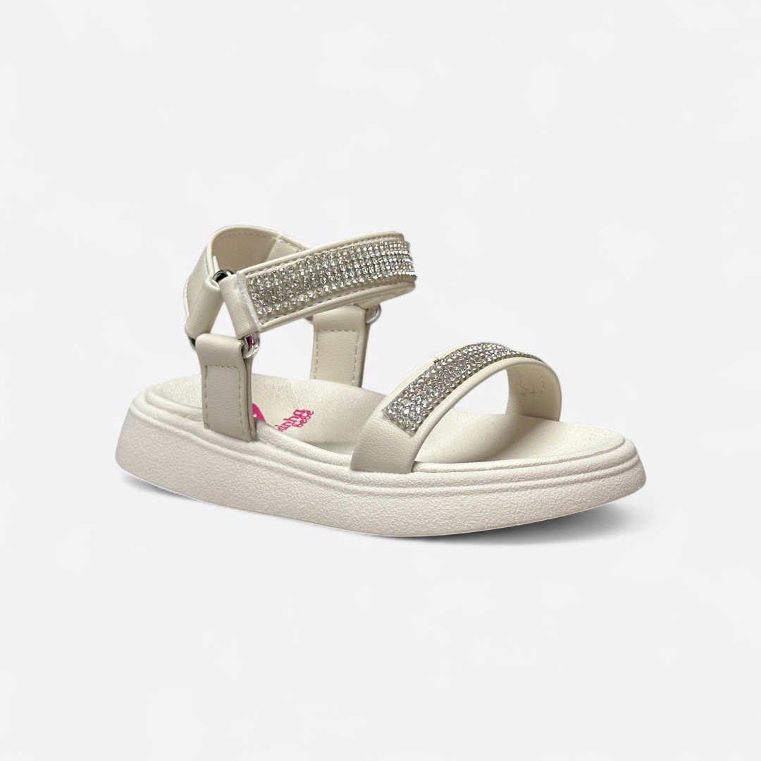 Sandália Papete Molekinha Infantil Com Strass Off White Branco Off 2