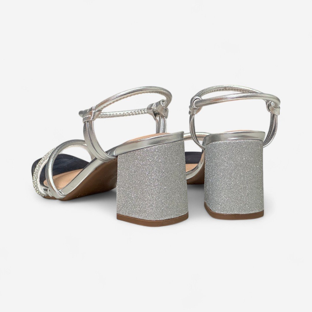 Sandália Beira Rio Salto Bloco Metalizada Prata Prata 5