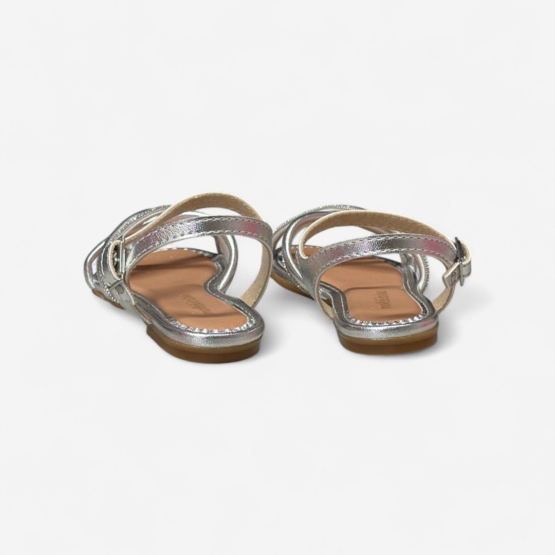 Sandália Rasteira Molekinha Infantil Metalizada Prata Prata 5