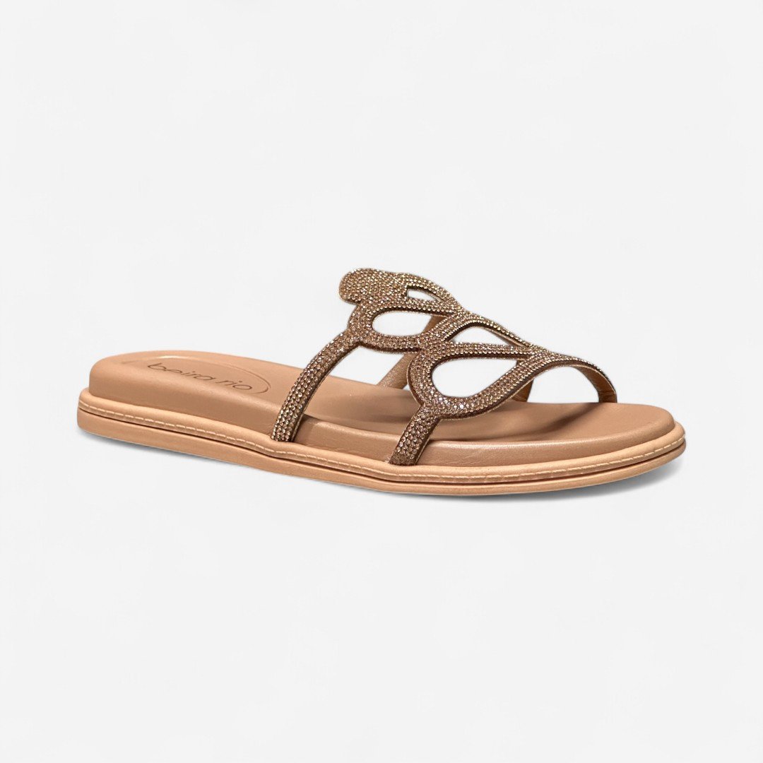 Chinelo Papete Beira Rio Com Strass Detalhe Cobra Nude Nude 2