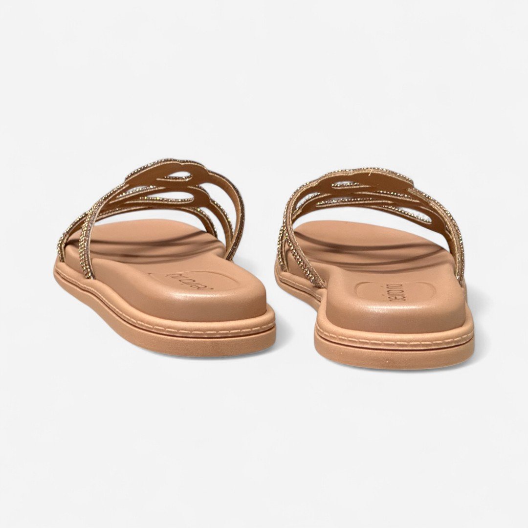 Chinelo Papete Beira Rio Com Strass Detalhe Cobra Nude Nude 4