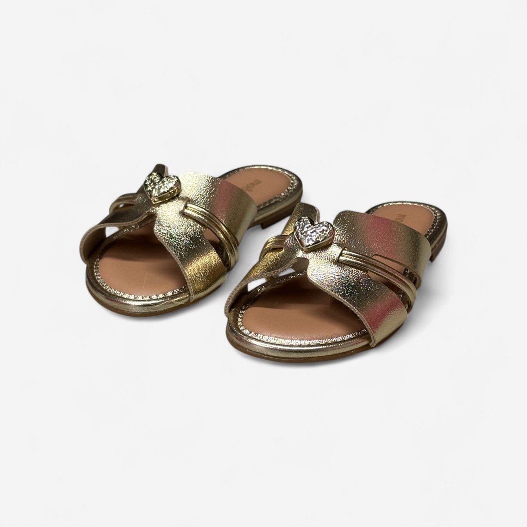Chinelo Rasteiro Molekinha Infantil Metalizado Dourado Dourado 4