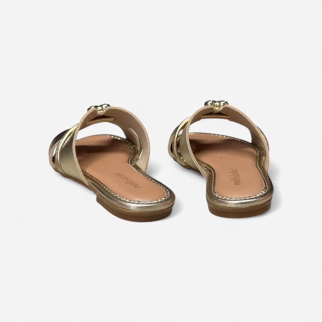 Chinelo Rasteiro Molekinha Infantil Metalizado Dourado Dourado 5