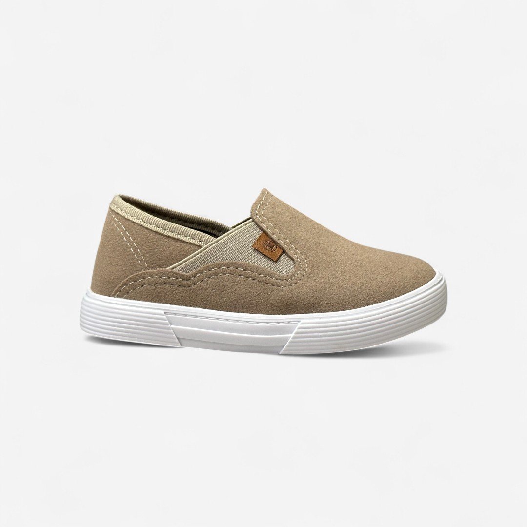 Tênis Molekinho Slip On Casual Camurça Areia