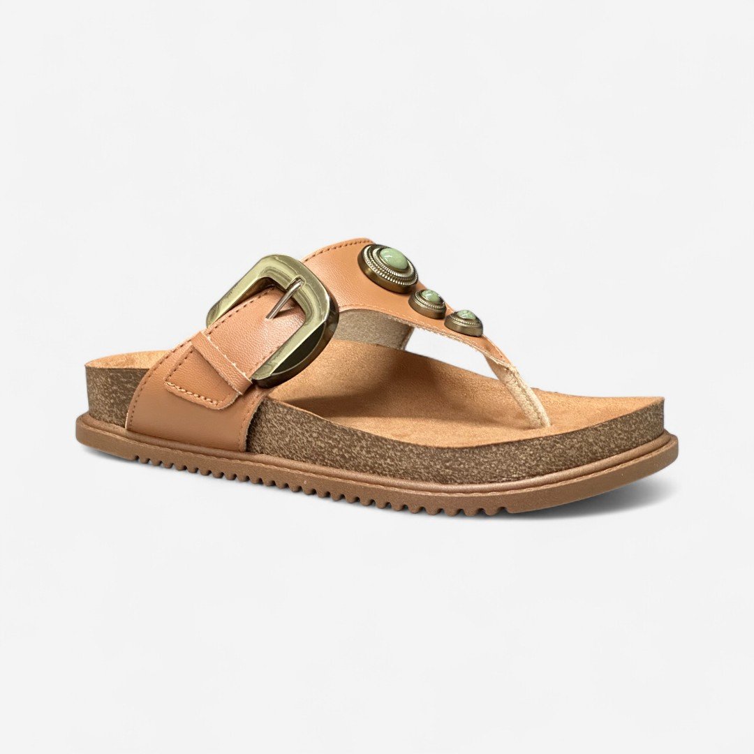 Chinelo Papete Beira Rio De Dedo Boho Chic Caramelo Camel 2