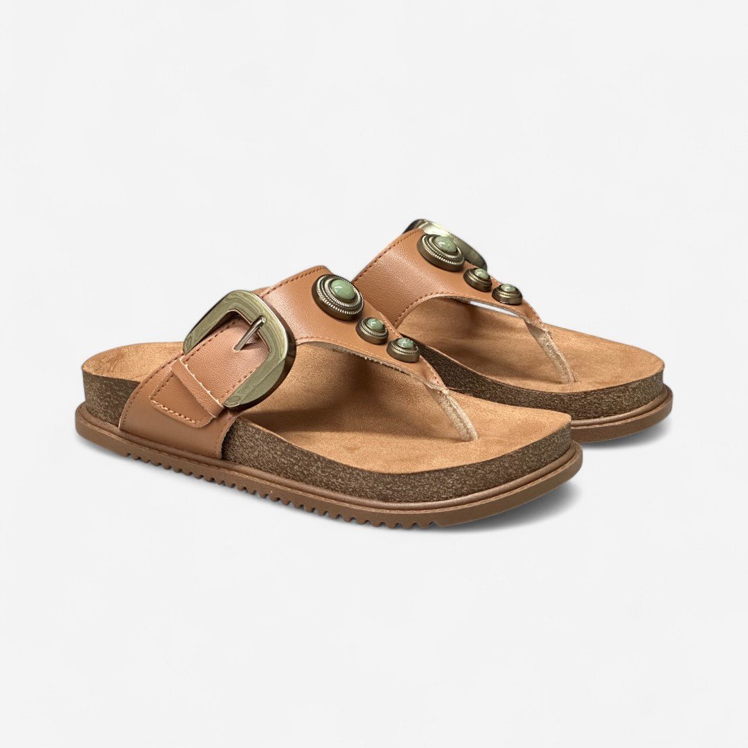 Chinelo Papete Beira Rio De Dedo Boho Chic Caramelo Camel 3