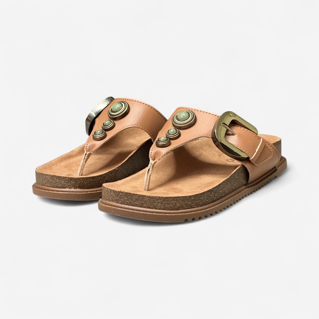 Chinelo Papete Beira Rio De Dedo Boho Chic Caramelo Camel 4