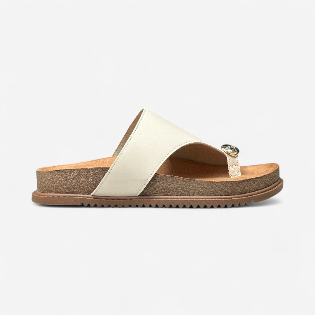 Chinelo Papete Beira Rio De Dedo Off White