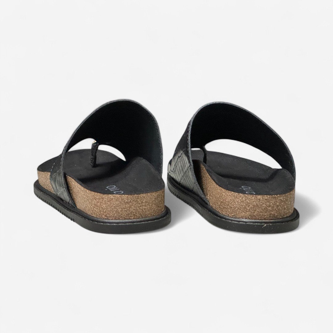 Chinelo Papete Beira Rio De Dedo Croco Preto Preto 5