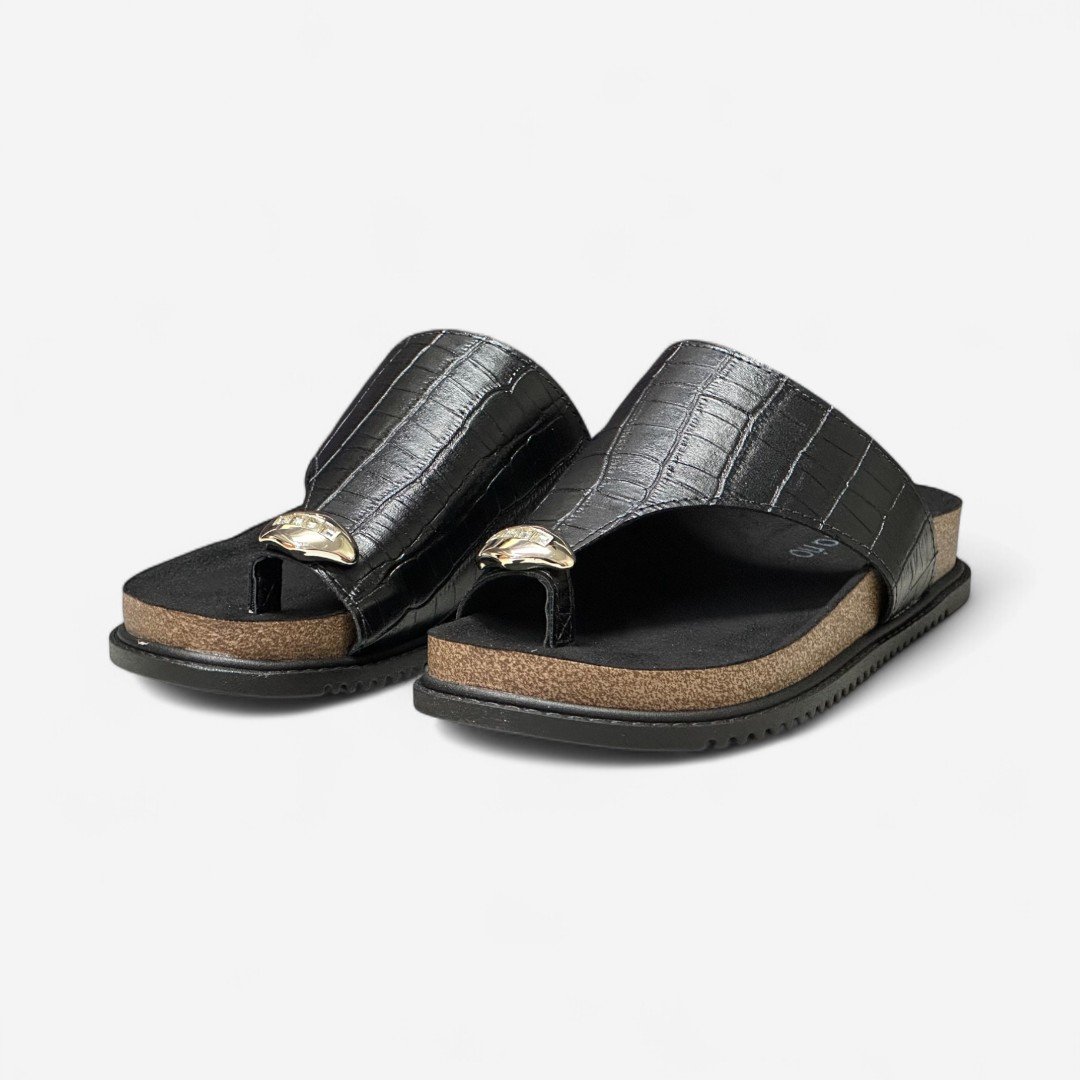 Chinelo Papete Beira Rio De Dedo Croco Preto Preto 4