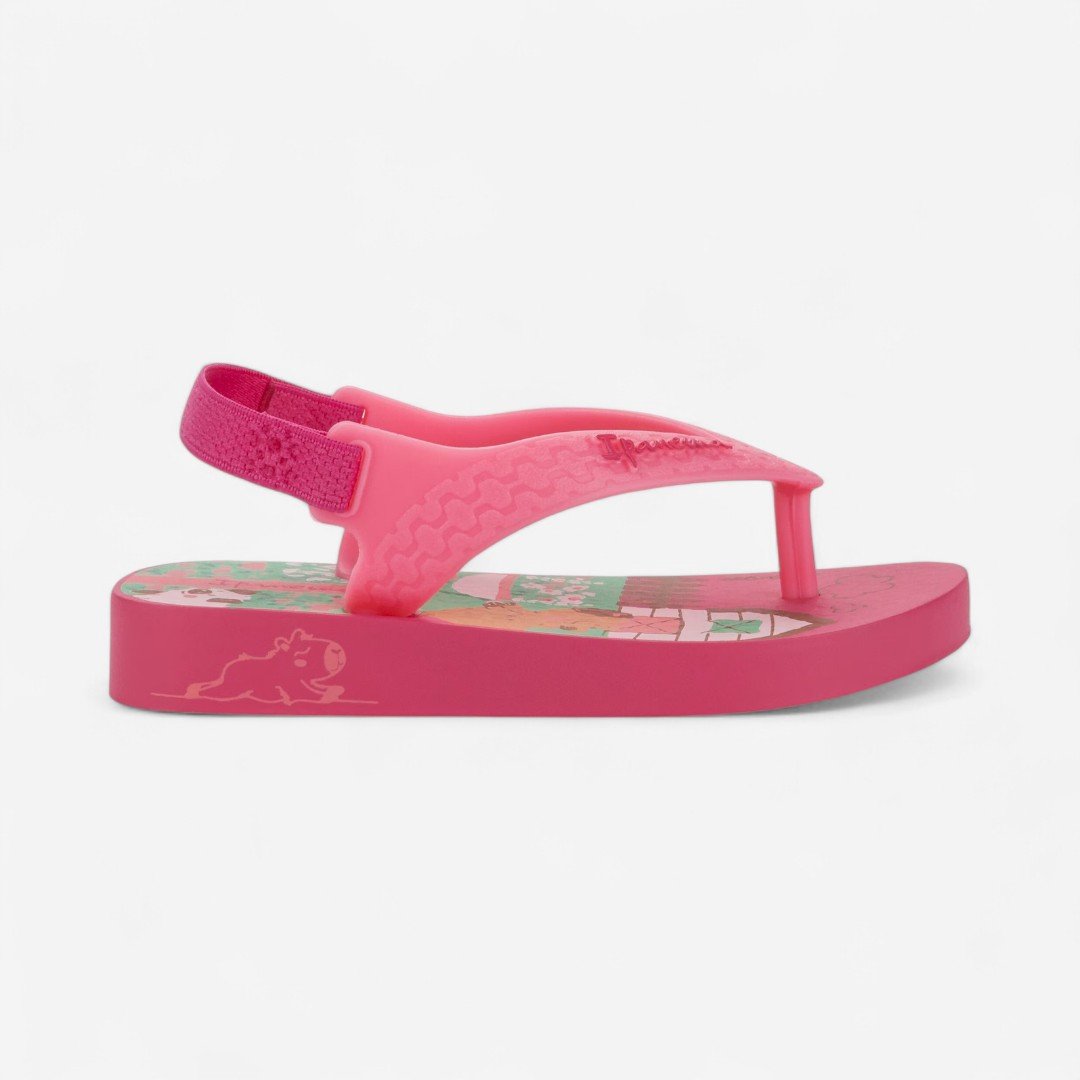 Chinelo De Dedo Bebê Ipanema com Capivara Rosa Rosa/Verde 3