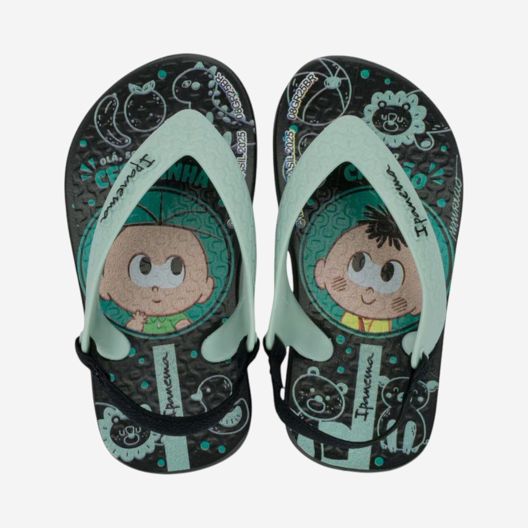 Chinelo De Elástico Ipanema Turma Da Mônica Baby Preto