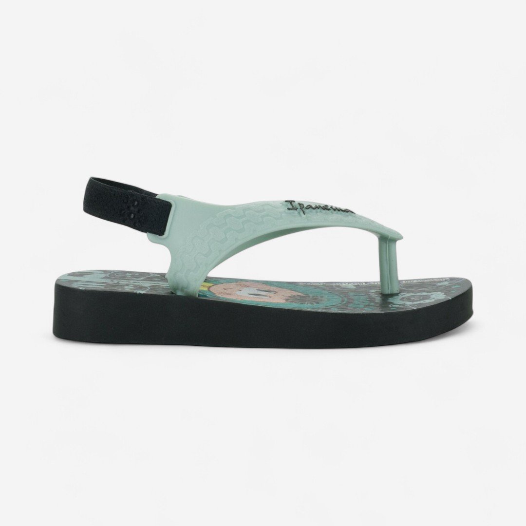 Chinelo De Elástico Ipanema Turma Da Mônica Baby Preto Preto/Verde 3