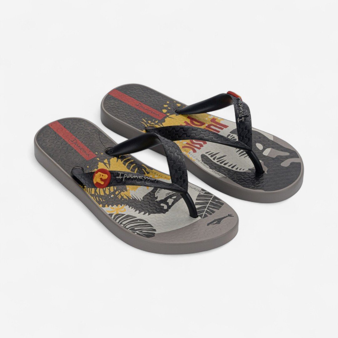 Chinelo Ipanema Jurrassic Park Infantil Cinza Cinza/Preto/Vermelho 2