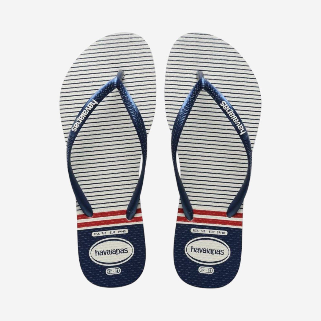 Chinelo Havaianas Slim Nautical Branco Branco/Marinho/Vermelho 2