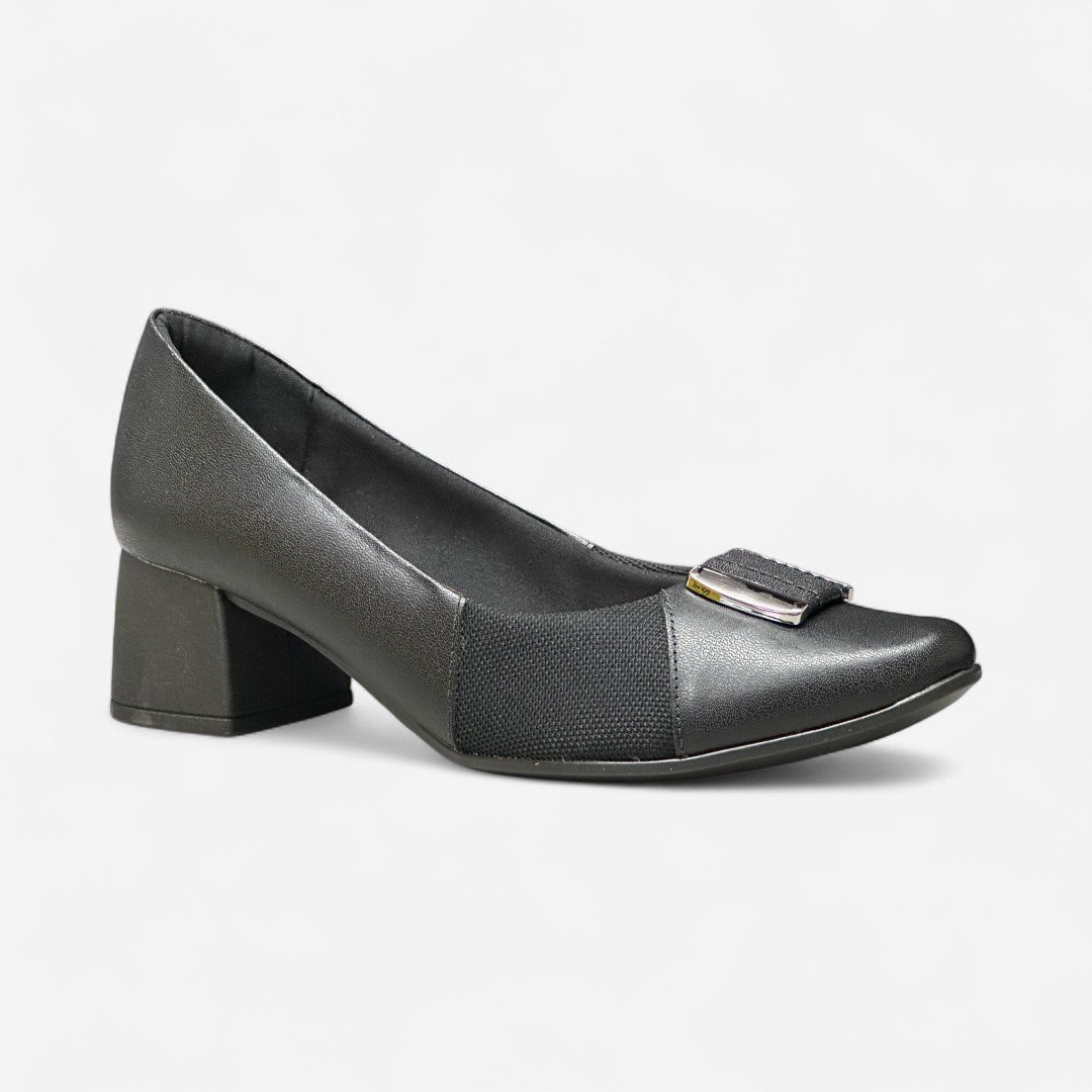 Sapato Usaflex Salto Bloco Feminino Preto Preto 2
