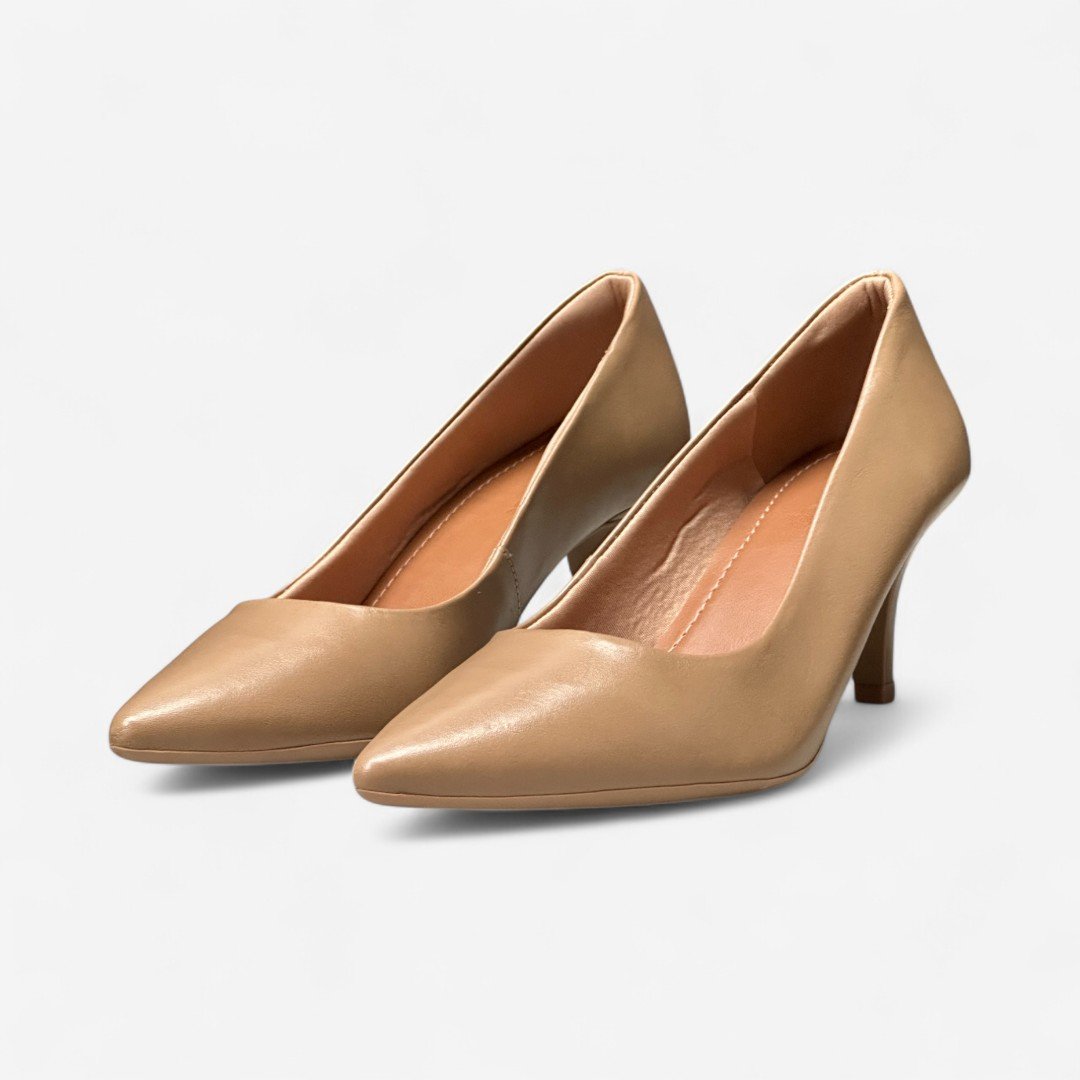 Sapato Scarpin Usaflex Em Couro Caramelo Camel 4