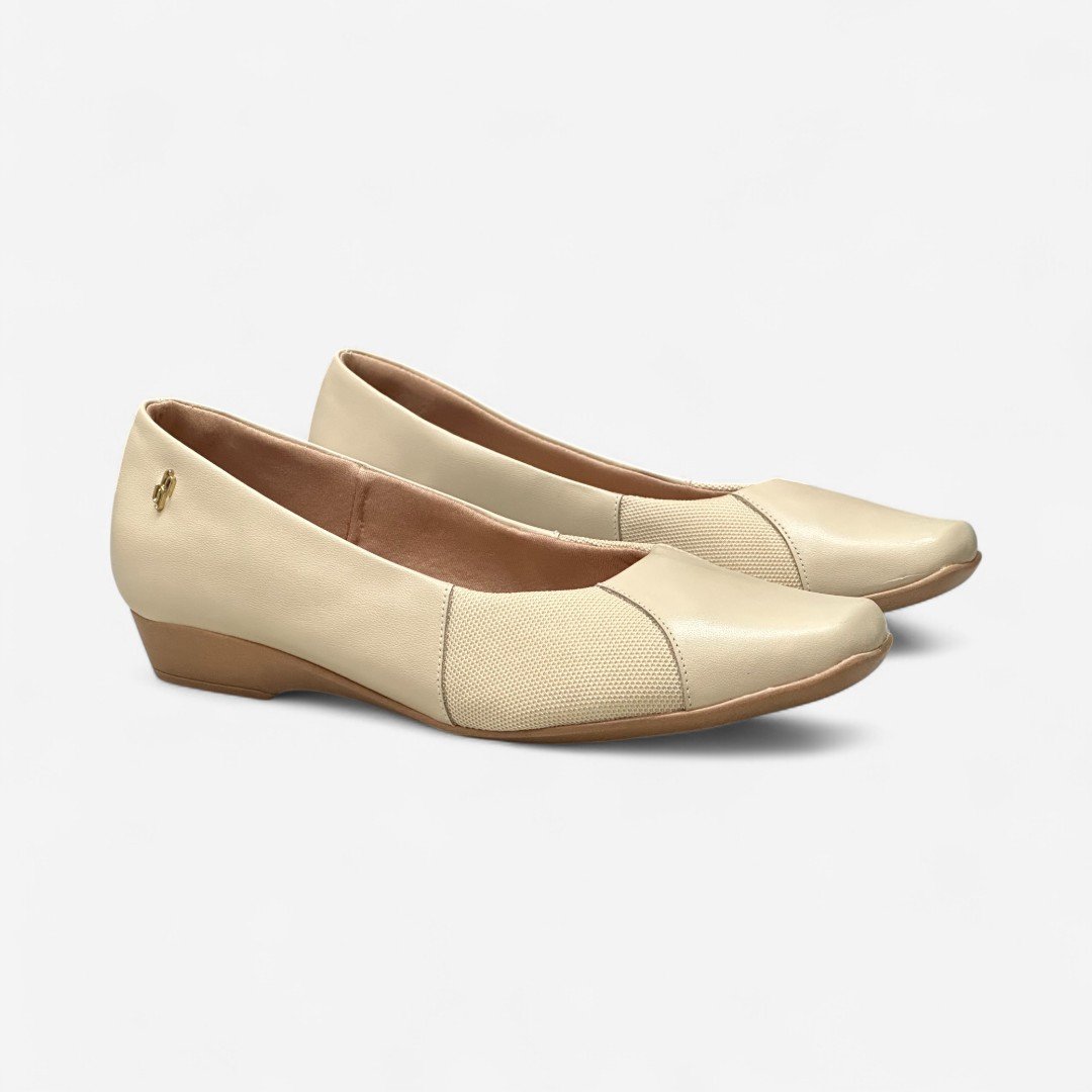 Sapatilha Usaflex Feminina Com Anabela Bege Vanilla 3