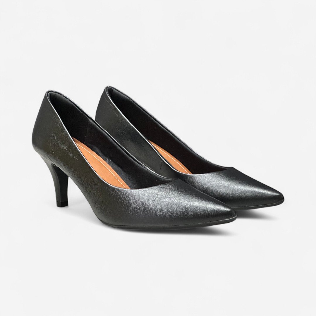 Sapato Scarpin Usaflex Em Couro Preto Preto 3