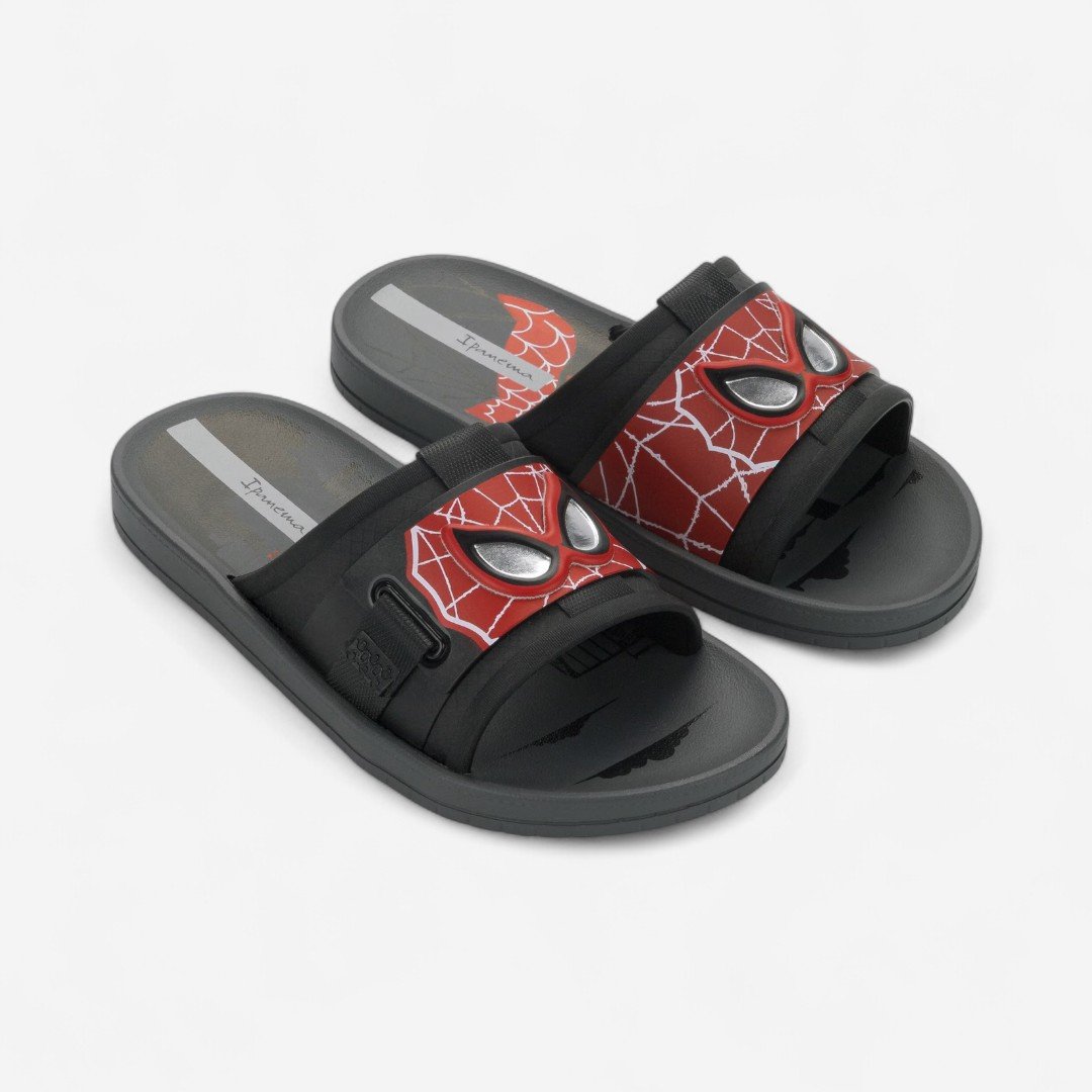 Chinelo Ipanema Slide Marvel Action Homem Aranha Infantil Cinza