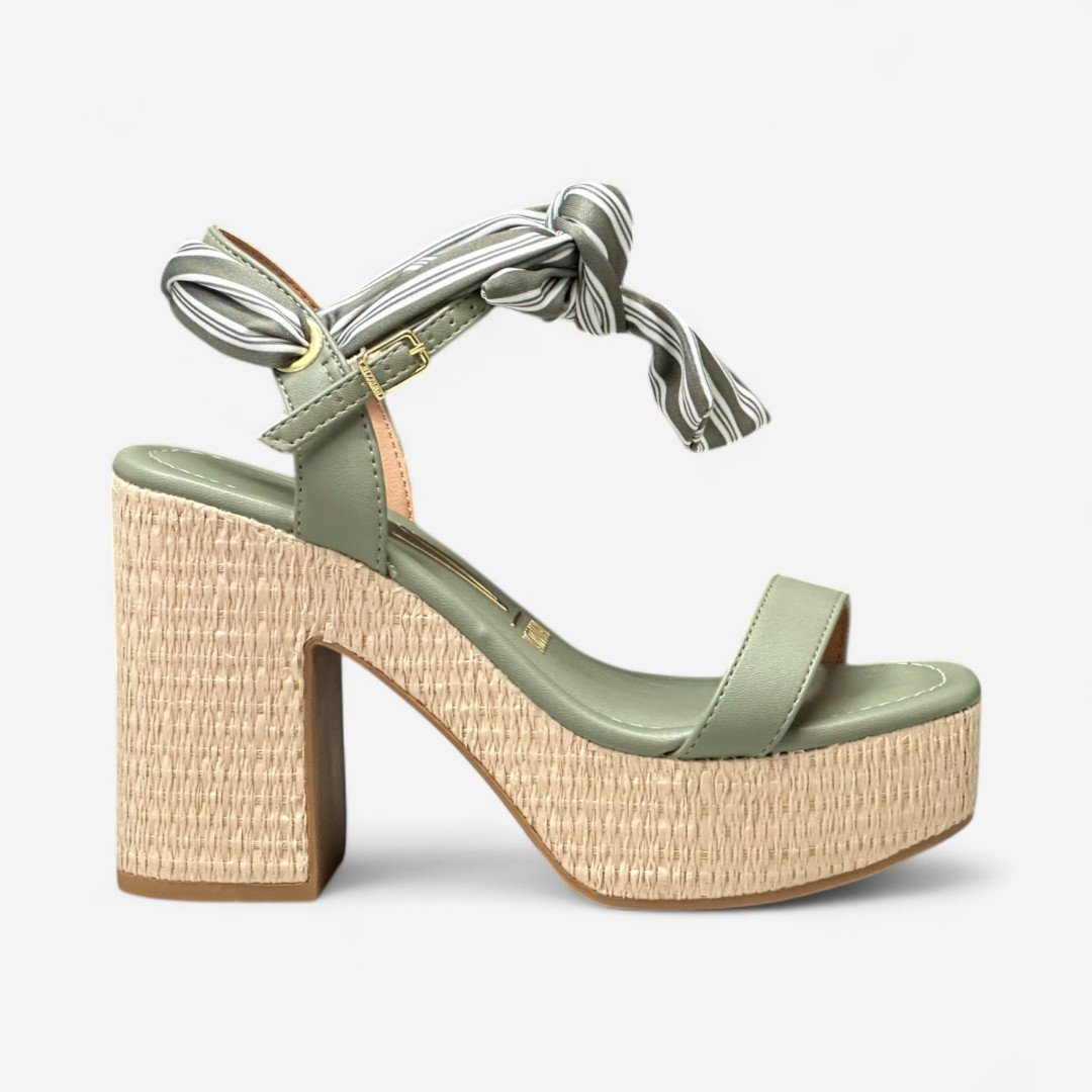 Sandália Vizzano Salto Bloco Com Lenço Verde