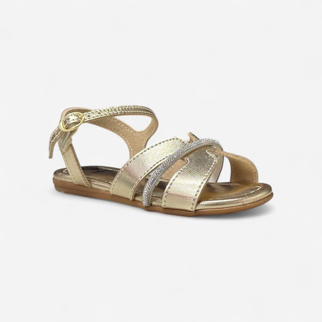 Sandália Rasteira Molekinha Infantil Metalizada Dourada Dourado 2