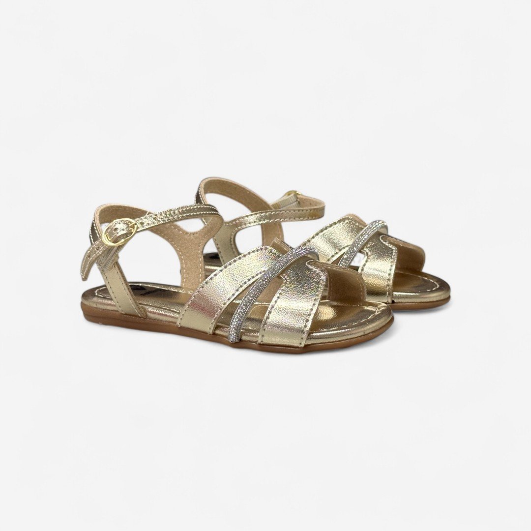 Sandália Rasteira Molekinha Infantil Metalizada Dourada Dourado 3