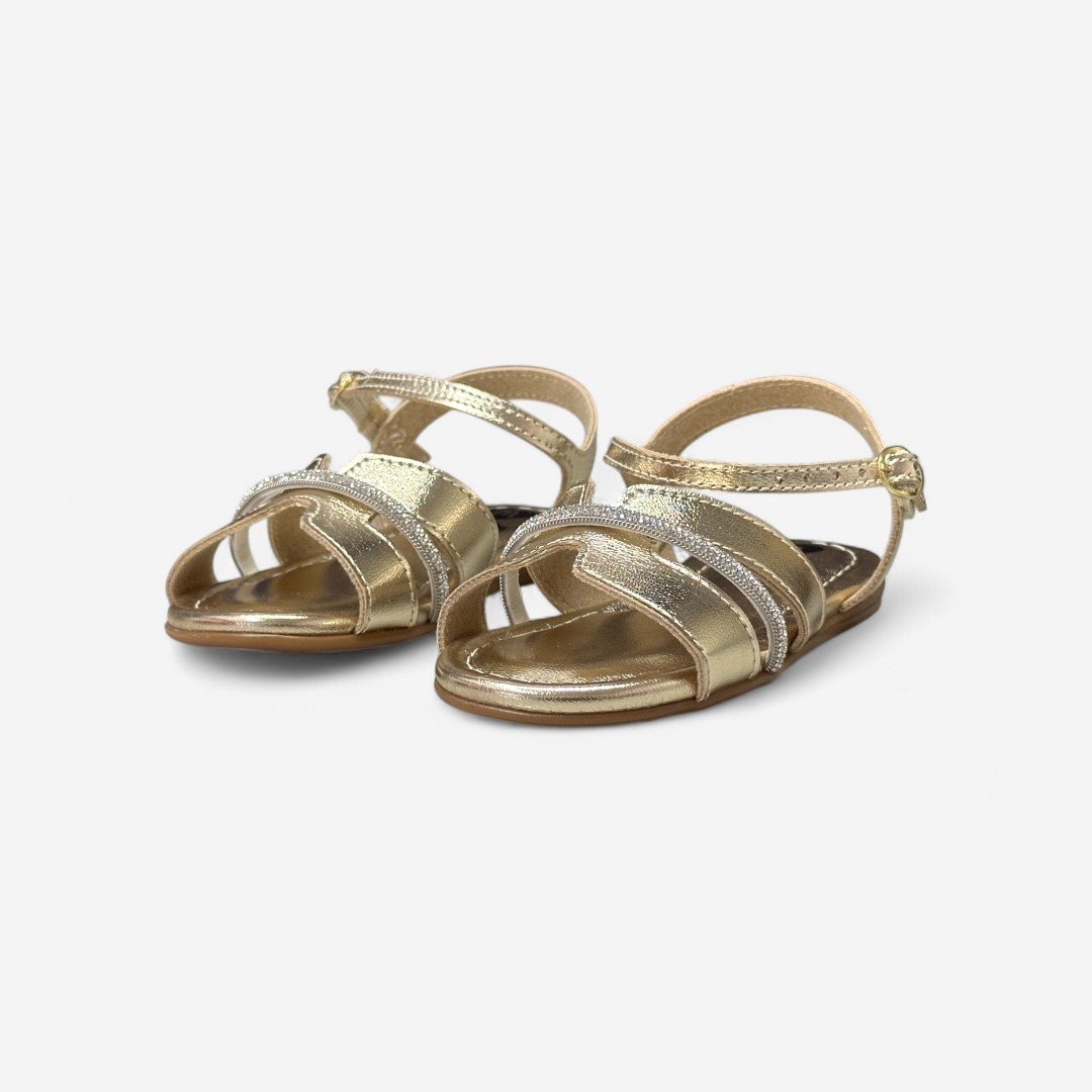 Sandália Rasteira Molekinha Infantil Metalizada Dourada Dourado 4