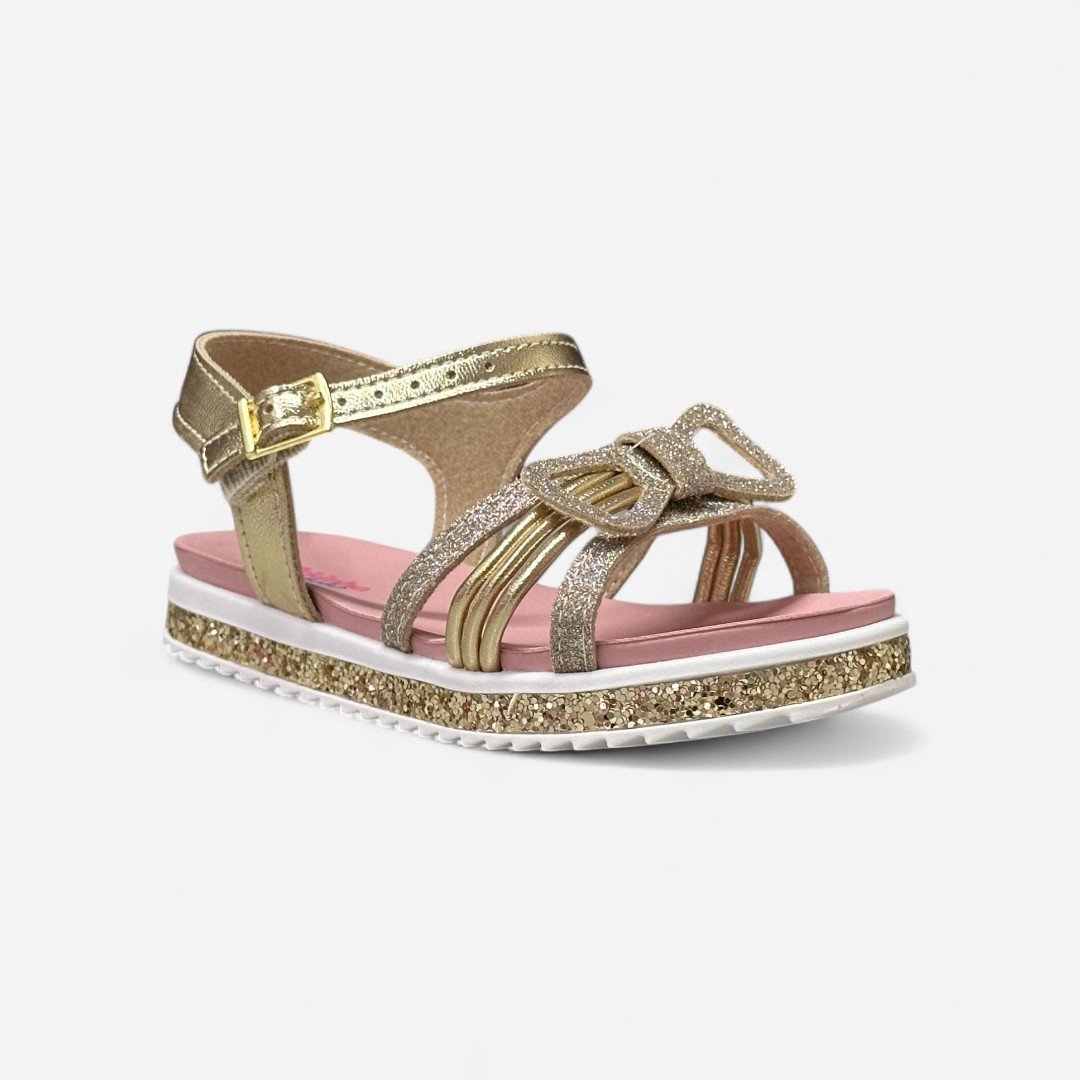 Sandália Papete Molekinha Infantil Metalizada Dourada Dourado 2