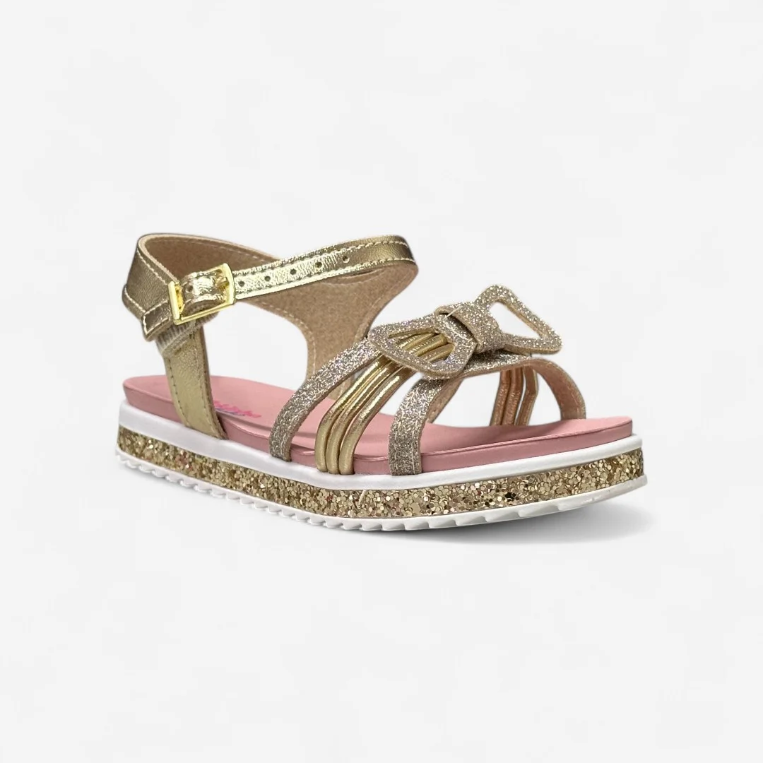 Sandália Papete Molekinha Infantil Metalizada Dourada Dourado 2