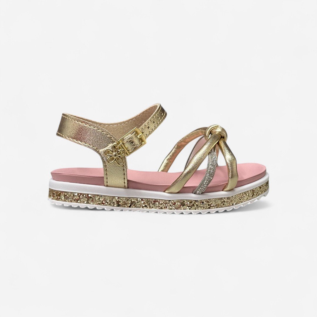Sandália Papete Molekinha Infantil Metalizada Dourada