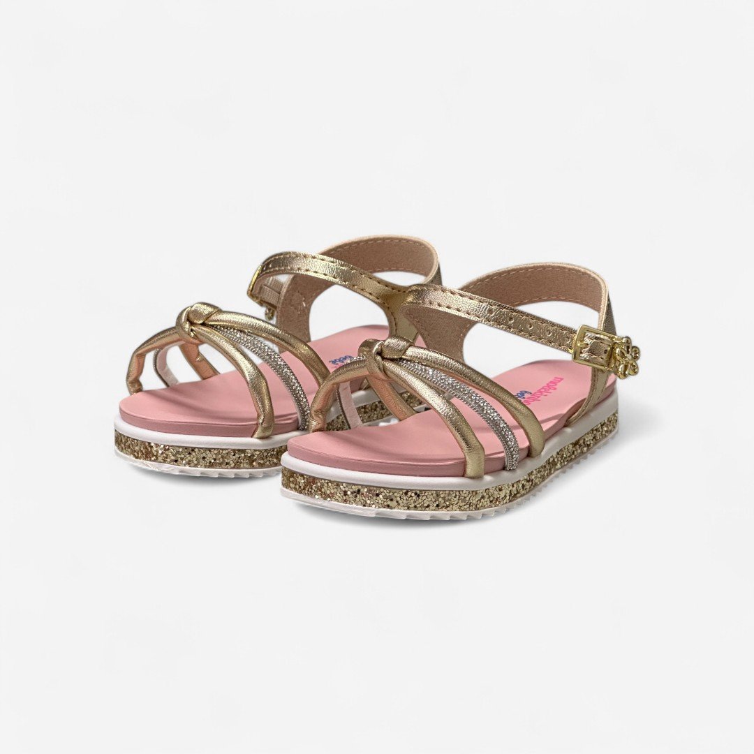 Sandália Papete Molekinha Infantil Metalizada Dourada Dourado 4