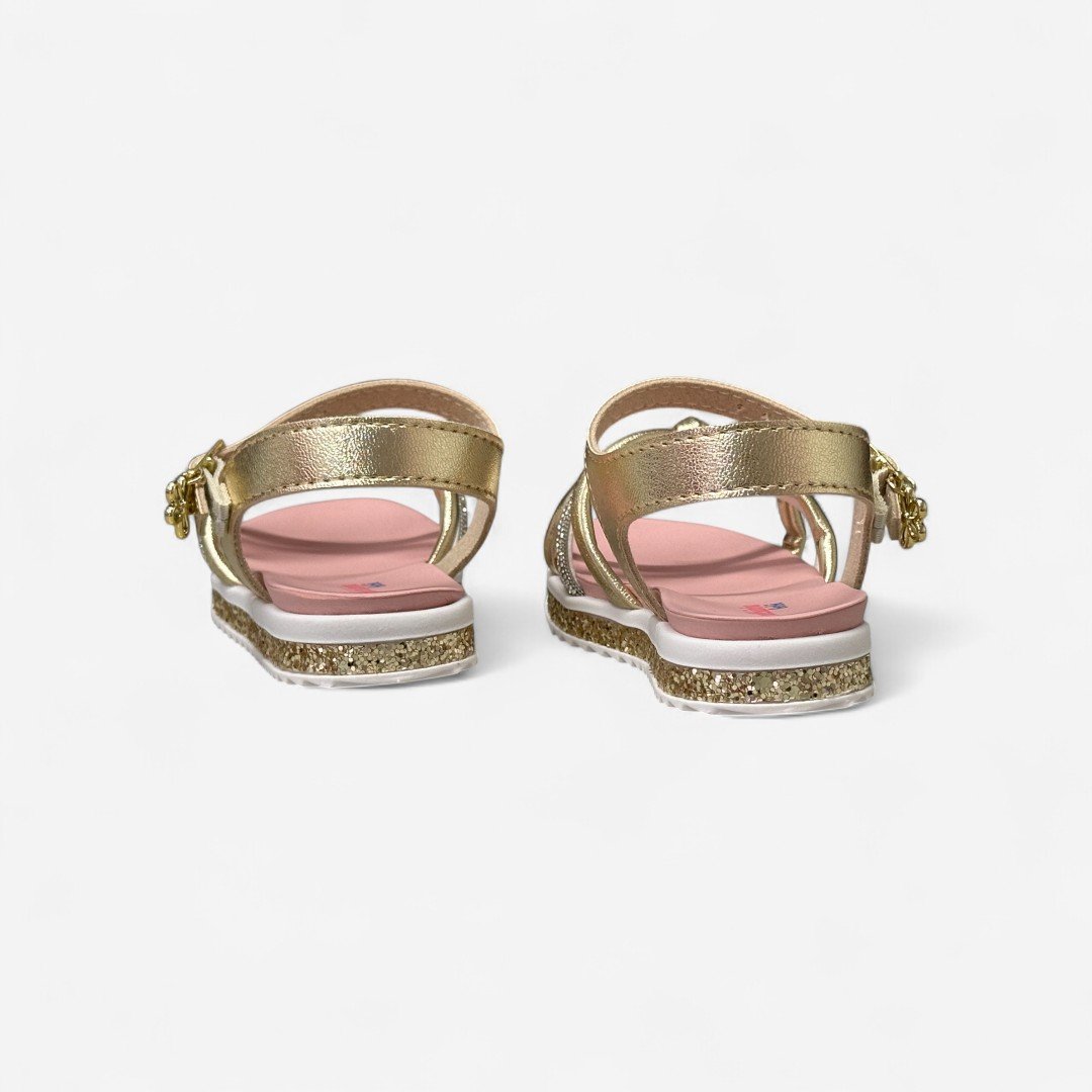 Sandália Papete Molekinha Infantil Metalizada Dourada Dourado 5
