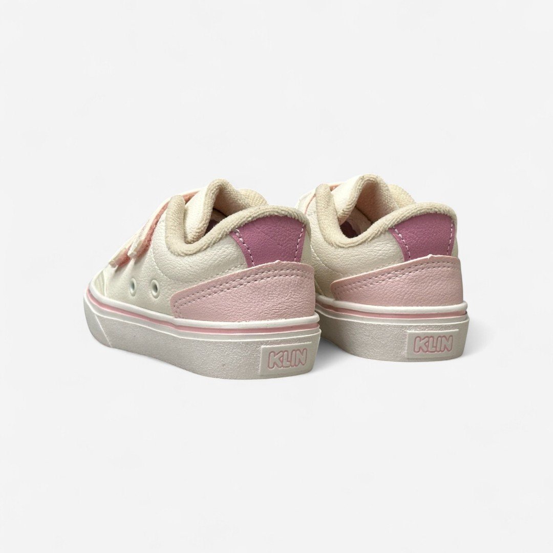 Tênis Klin Casual Infantil Off White White/Rosa Claro 5