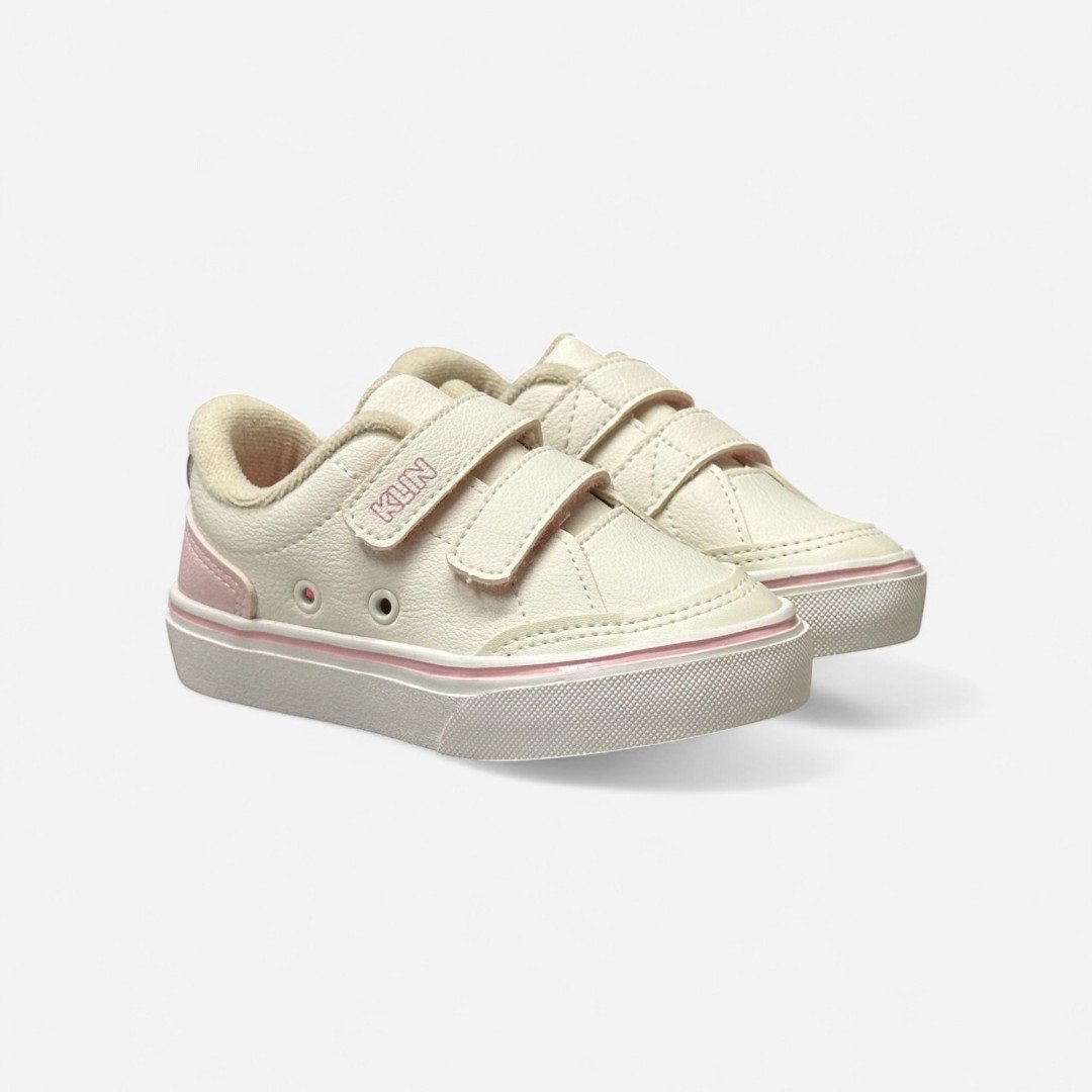 Tênis Klin Casual Infantil Off White White/Rosa Claro 3