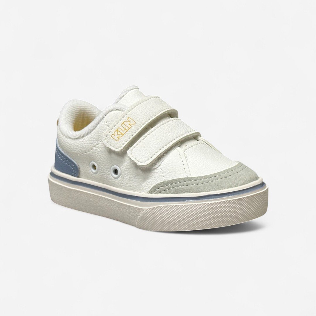 Tênis Klin Casual Infantil Branco Branco/Azul/Mel 2